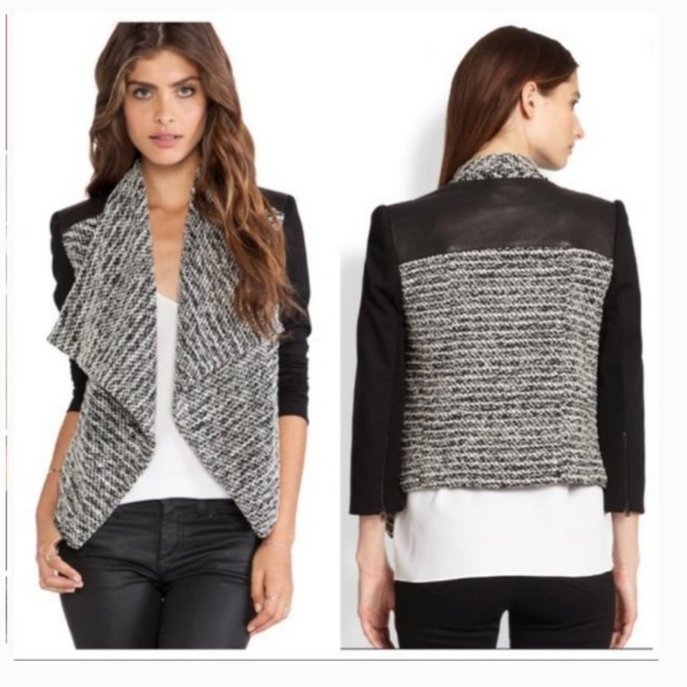 Alice + Olivia Burma Leather Drape Jacket S nwot